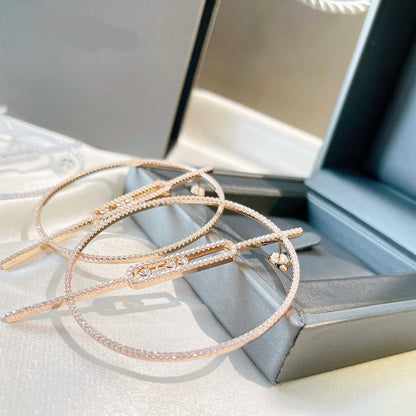 [lume Jewelry]Move Large Hoop Earrings, Three Sliding Diamonds