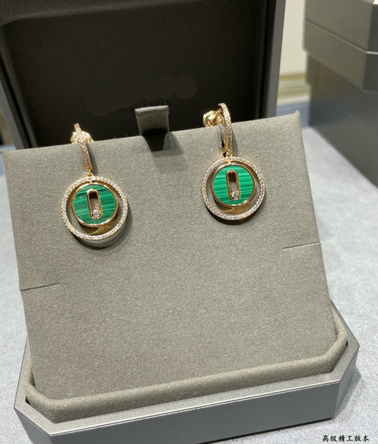 [lume Jewelry]LUCKY MOVE Sliding‑diamond C‑shape Ear Hoops