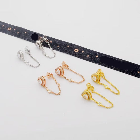 [lume Jewelry]My Twin Heart Chain Earrings