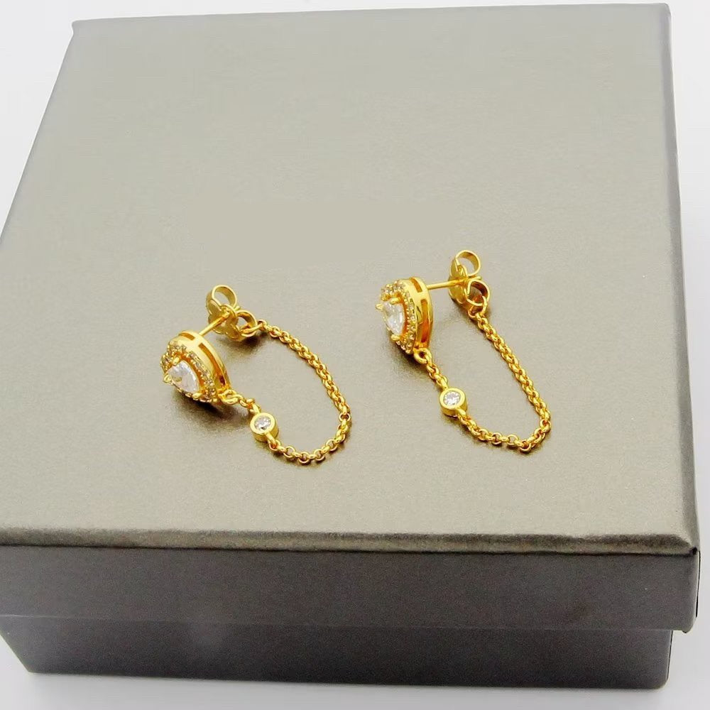 [lume Jewelry]My Twin Heart Chain Earrings