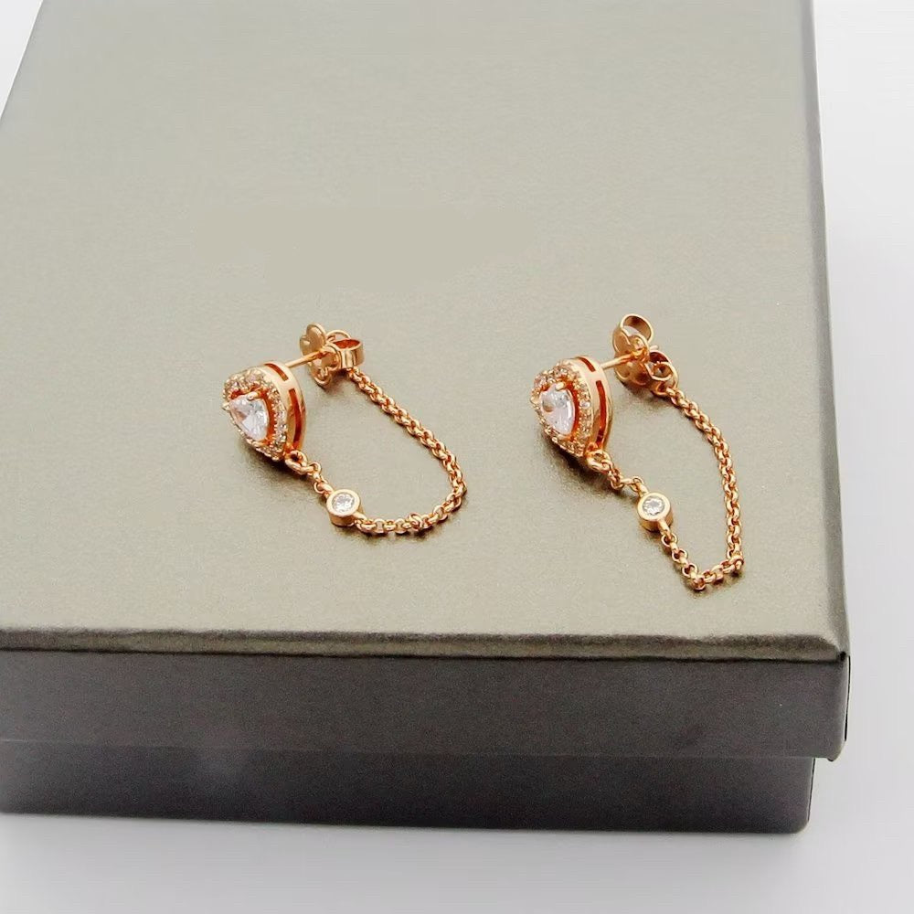 [lume Jewelry]My Twin Heart Chain Earrings