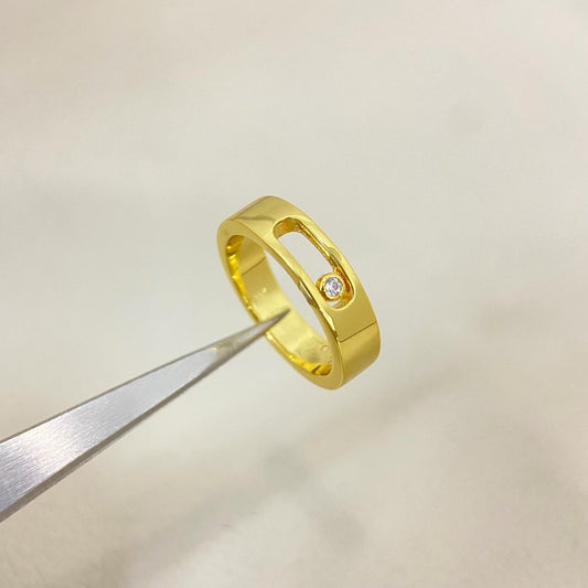 [lume Jewelry]Move Wide Band Single Moving Diamond Ring