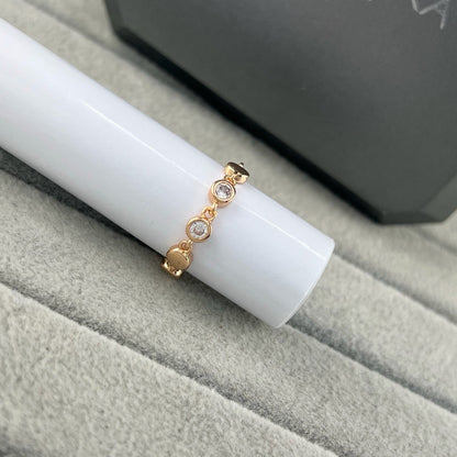 [lume Jewelry]Move Link Chain Ring with Two Moving Diamonds