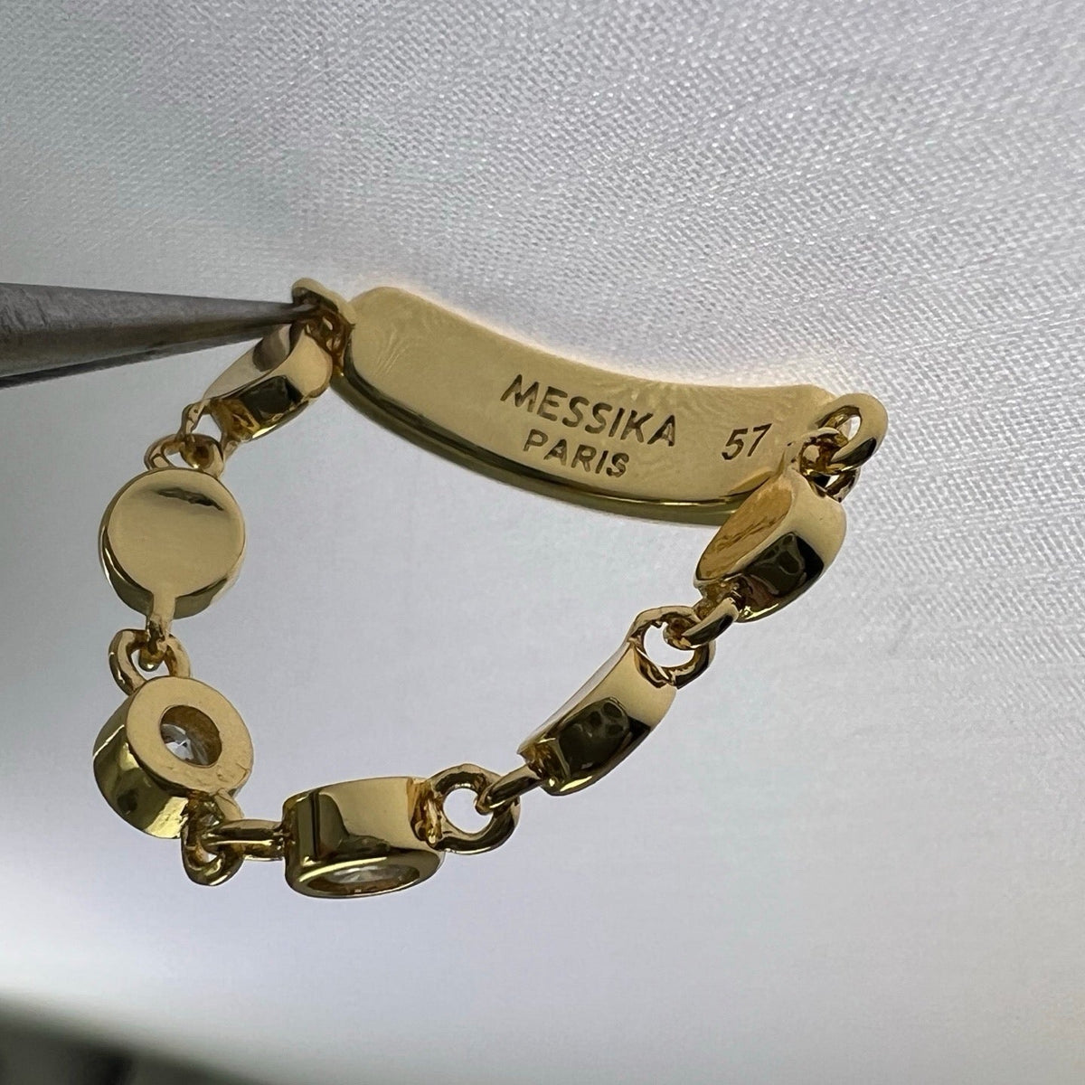 [lume Jewelry]Move Link Chain Ring with Two Moving Diamonds