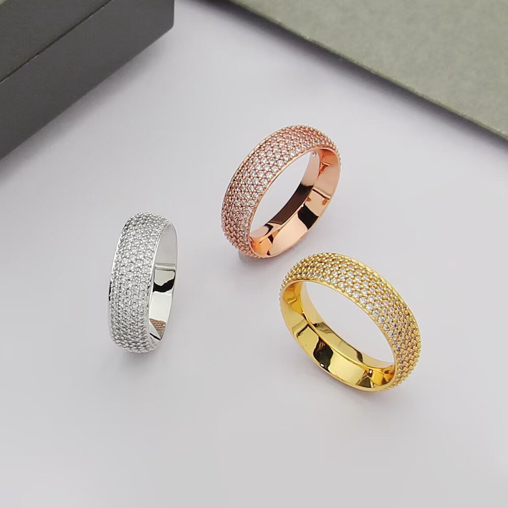 [lume Jewelry]Fiery Full Pavé Diamond Wide Band Ring,