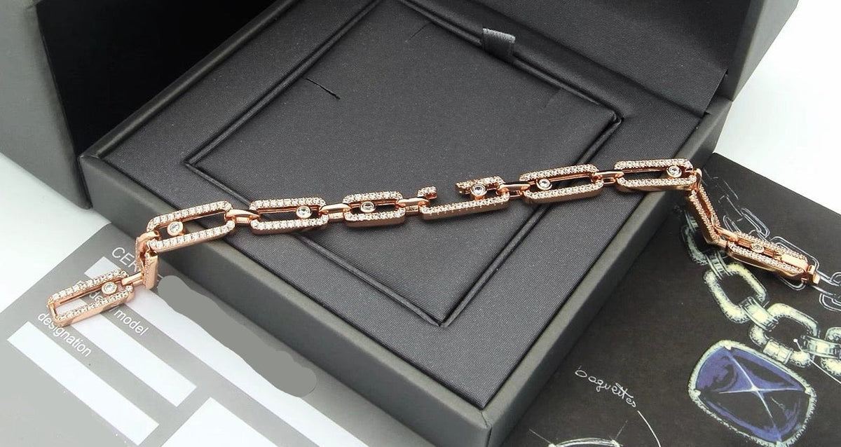 [lume Jewelry]Large Full Diamond Unisex Sliding Bracelet with Moissanite