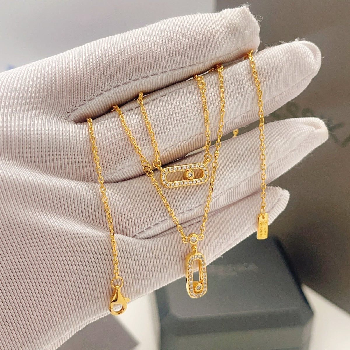 [lume Jewelry]MOVE 2 ROW DIAMOND NECKLACE