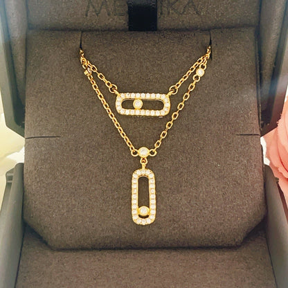 [lume Jewelry]MOVE 2 ROW DIAMOND NECKLACE