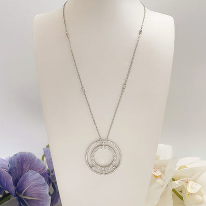 [lume Jewelry] Move Romane Pavé Diamond Sliding Circle Long Necklace