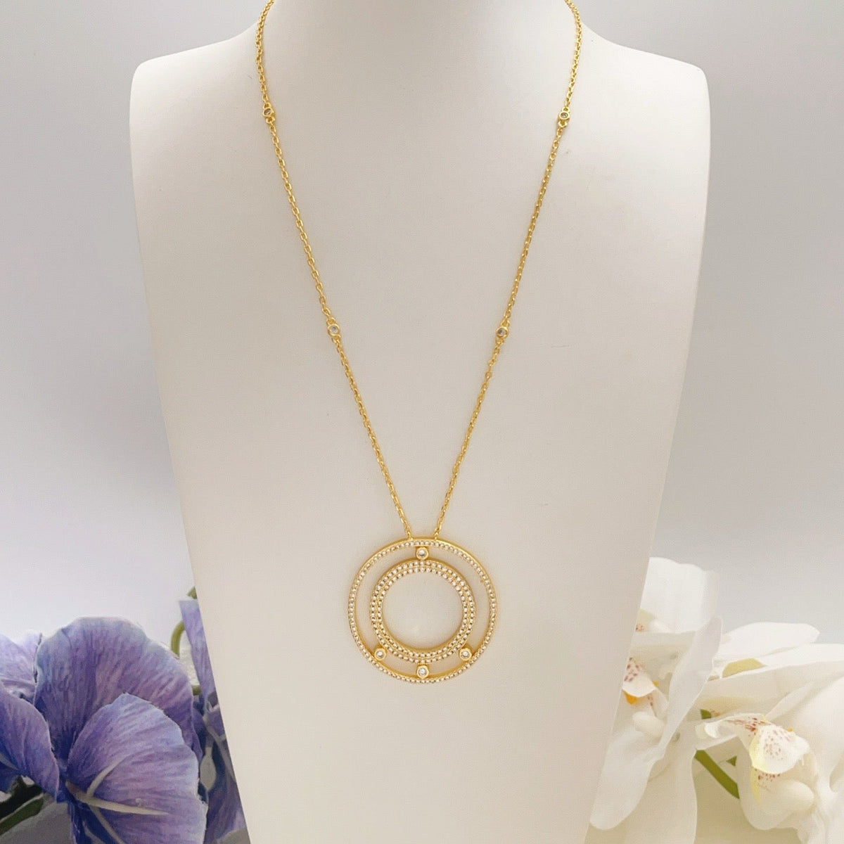 [lume Jewelry] Move Romane Pavé Diamond Sliding Circle Long Necklace