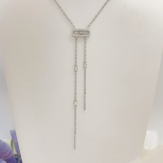 [lume Jewelry] Moderniste Pavé Diamond Lariat Tie Necklace