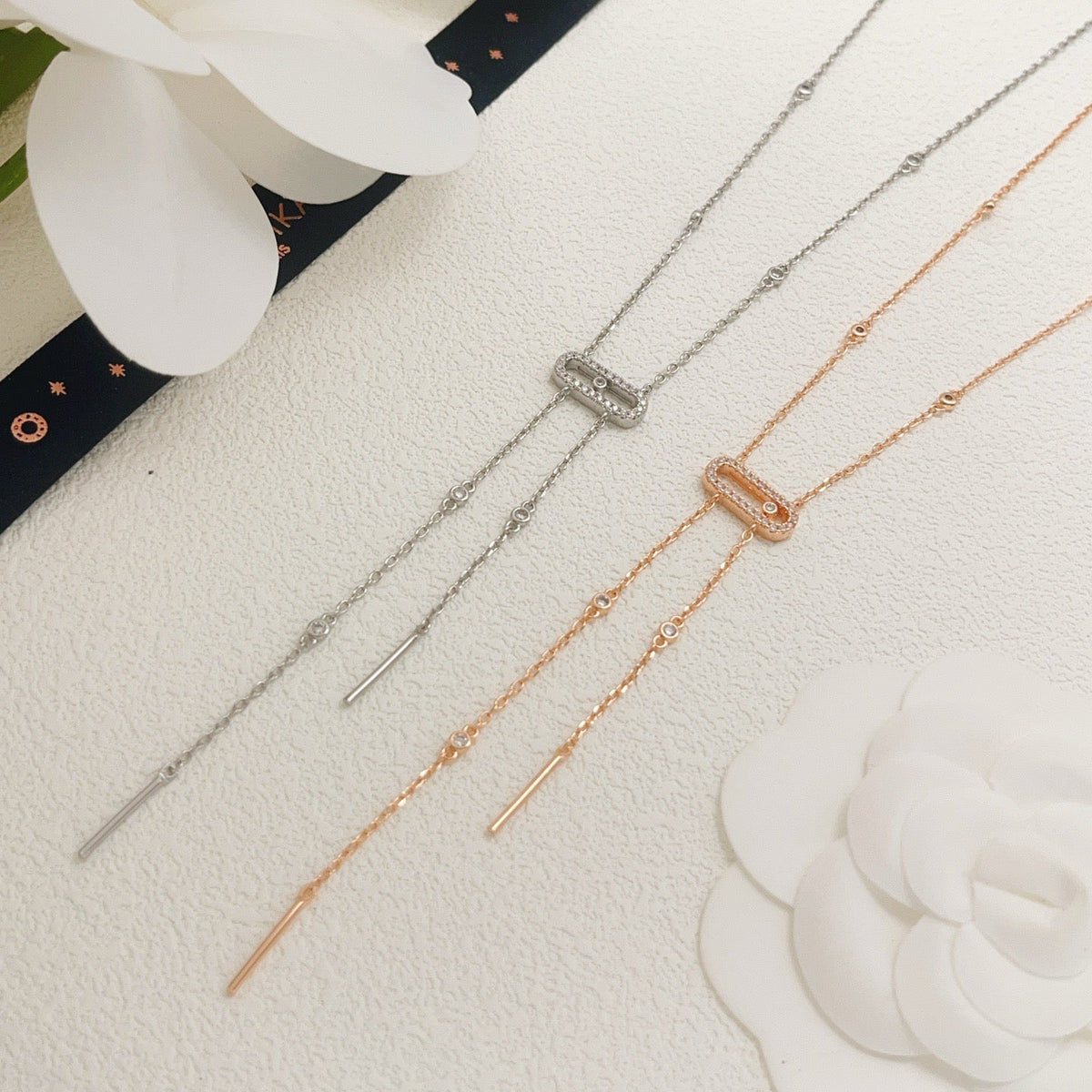 [lume Jewelry] Moderniste Pavé Diamond Lariat Tie Necklace