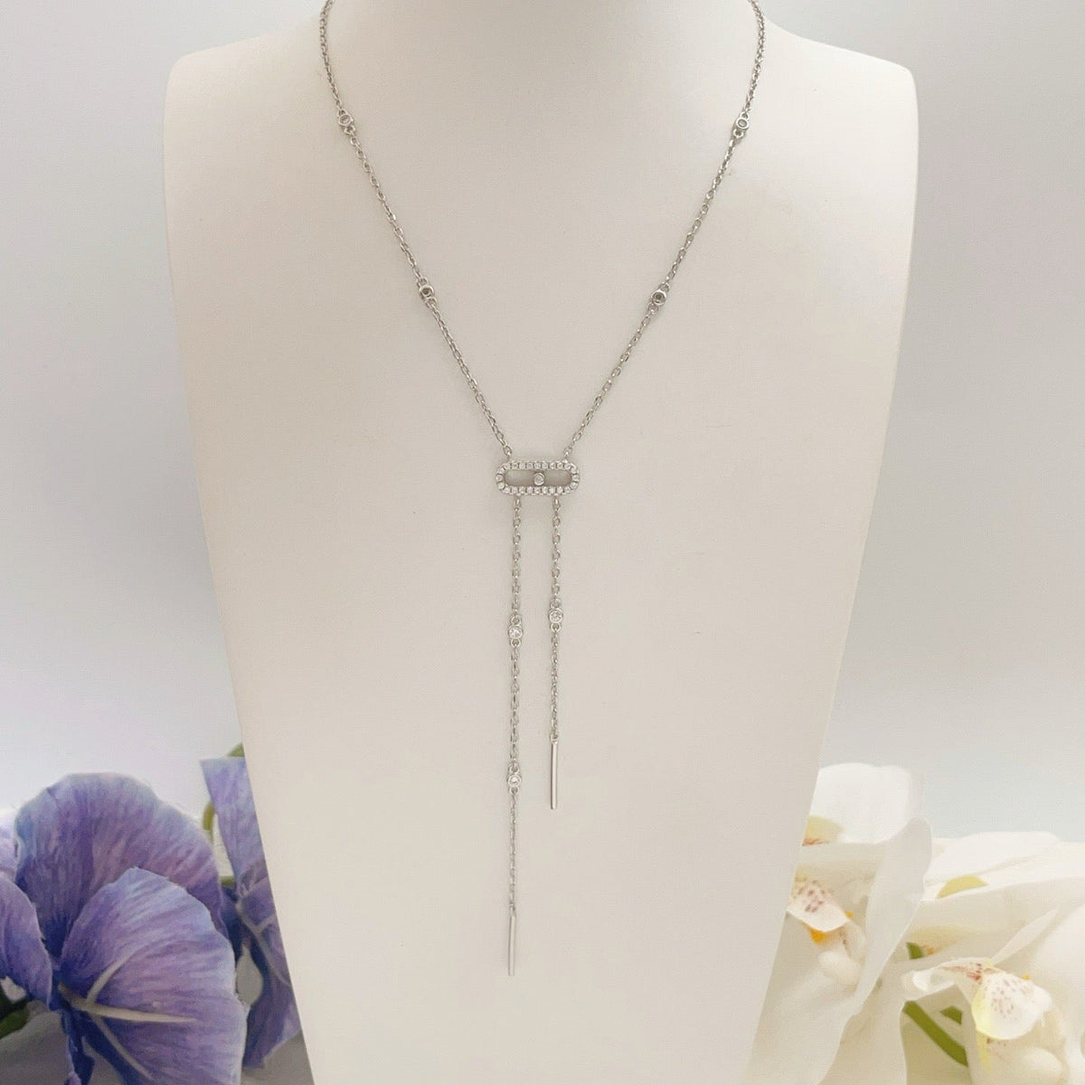 [lume Jewelry] Moderniste Pavé Diamond Lariat Tie Necklace