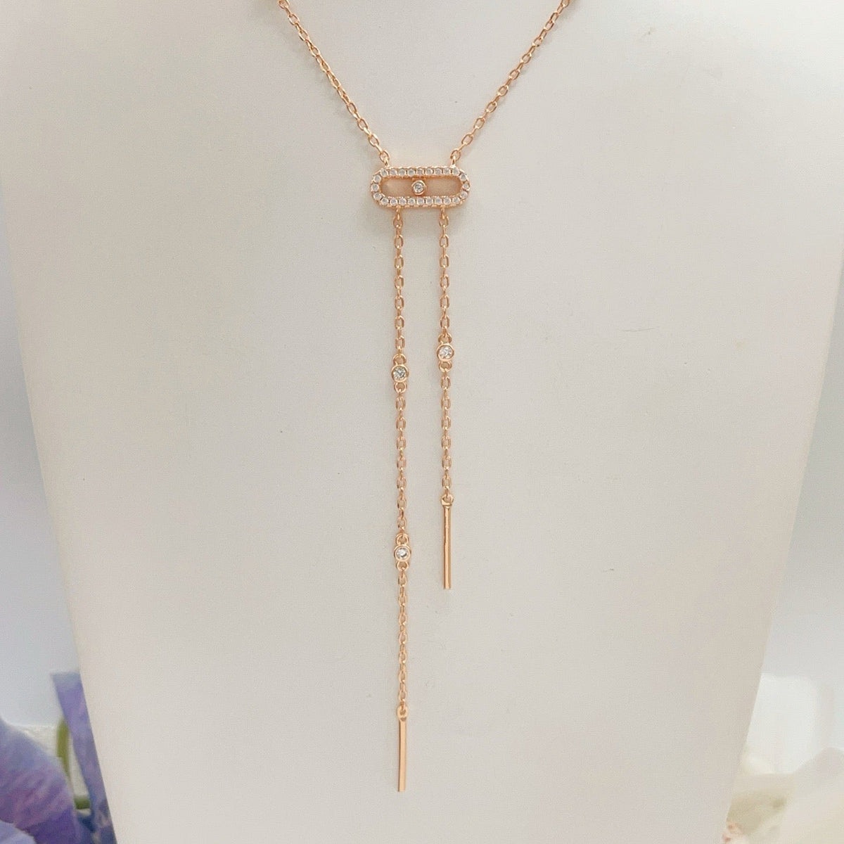 [lume Jewelry] Moderniste Pavé Diamond Lariat Tie Necklace