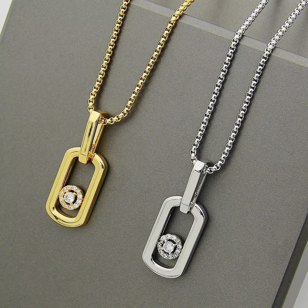 [lume Jewelry]So Move Paper‑Clip Sliding Diamond Necklace