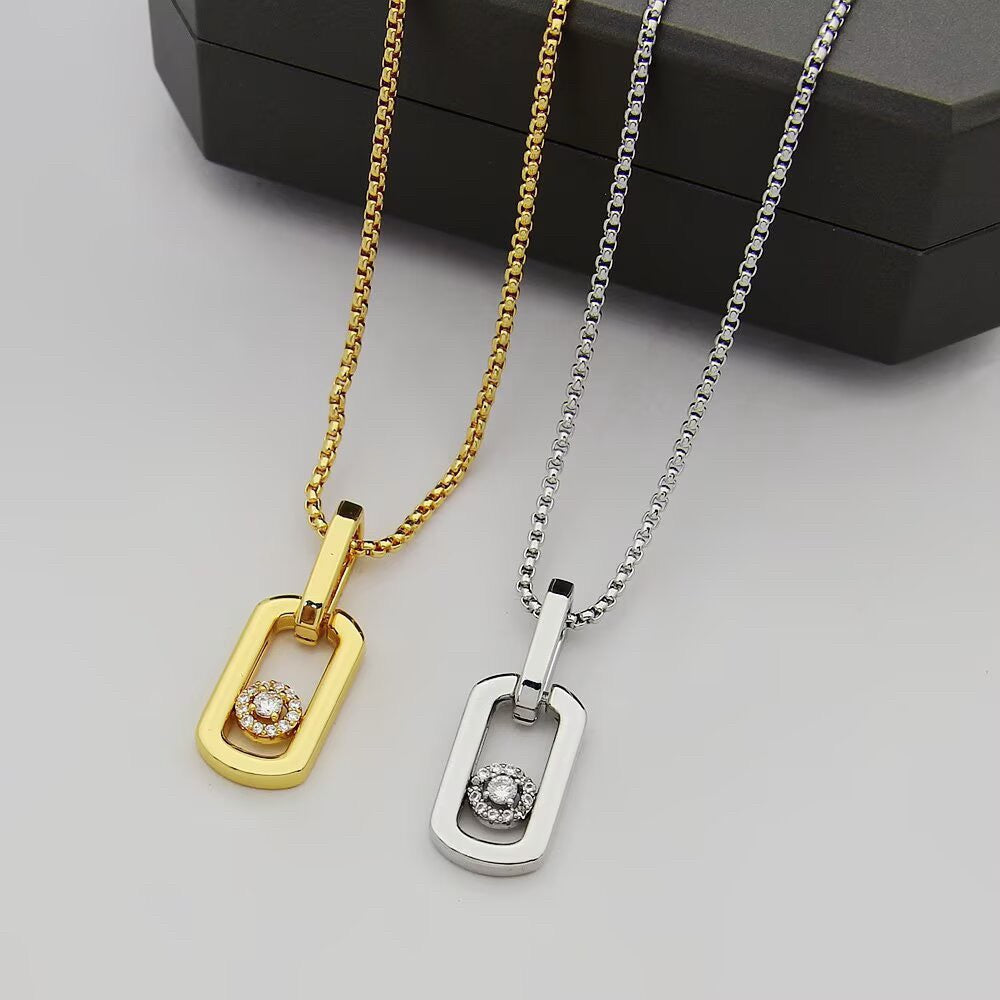 [lume Jewelry]So Move Paper‑Clip Sliding Diamond Necklace