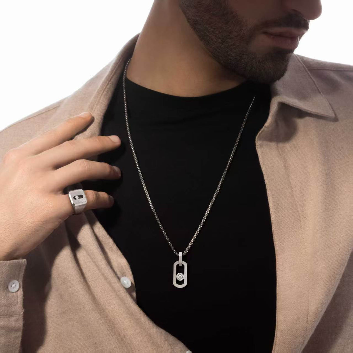 [lume Jewelry]So Move Paper‑Clip Sliding Diamond Necklace