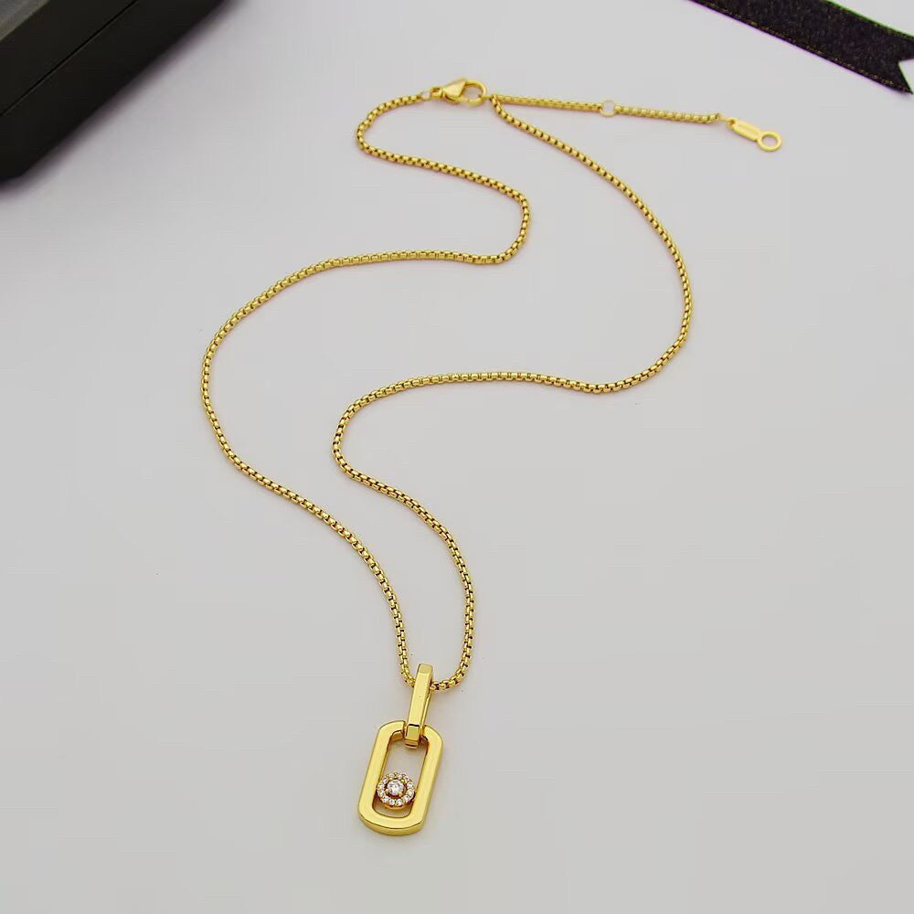 [lume Jewelry]So Move Paper‑Clip Sliding Diamond Necklace