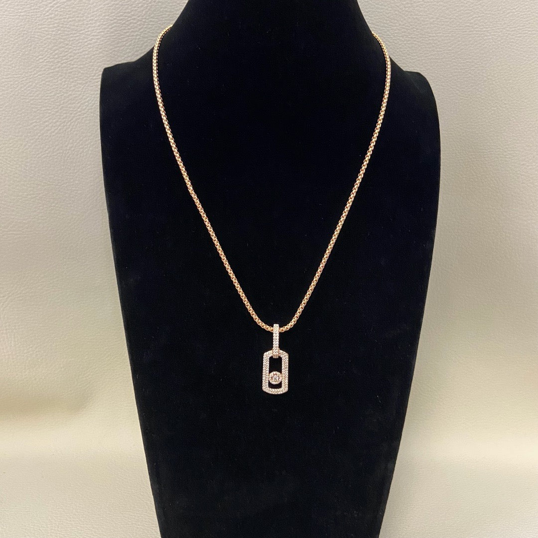 [lume Jewelry] So Move Diamond‑Set Paper‑Clip Sliding Necklace