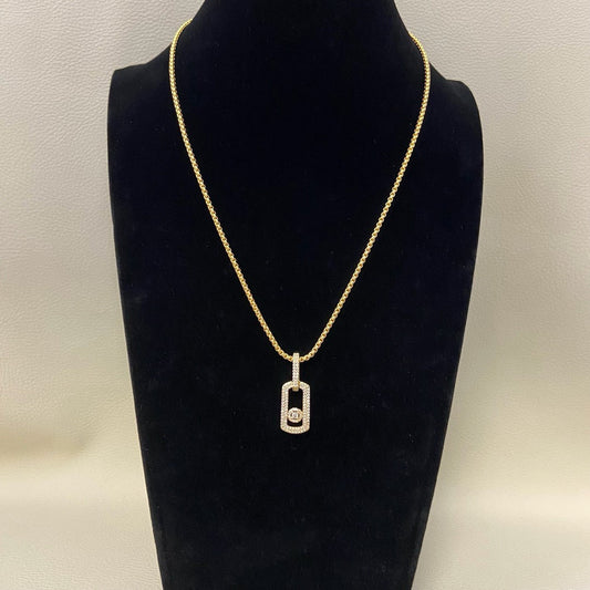[lume Jewelry] So Move Diamond‑Set Paper‑Clip Sliding Necklace