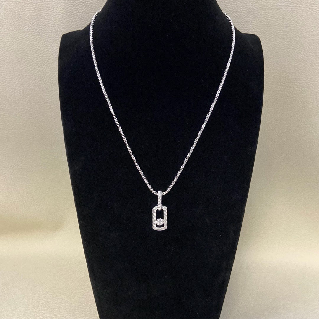 [lume Jewelry] So Move Diamond‑Set Paper‑Clip Sliding Necklace