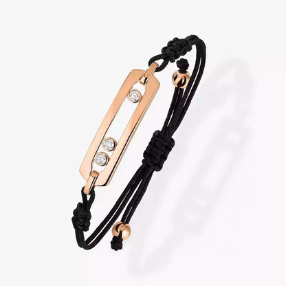 [lume Jewelry]Messika Move Bracelet, Black Cord with 3 Moving Stones