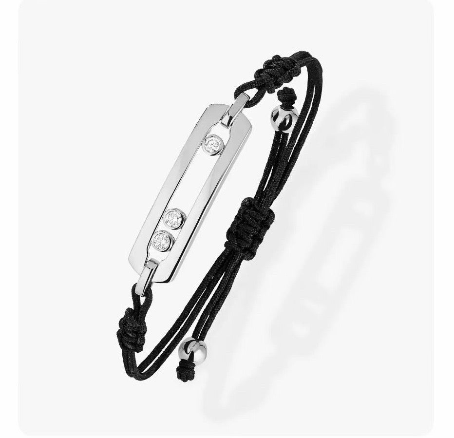 [lume Jewelry]Messika Move Bracelet, Black Cord with 3 Moving Stones