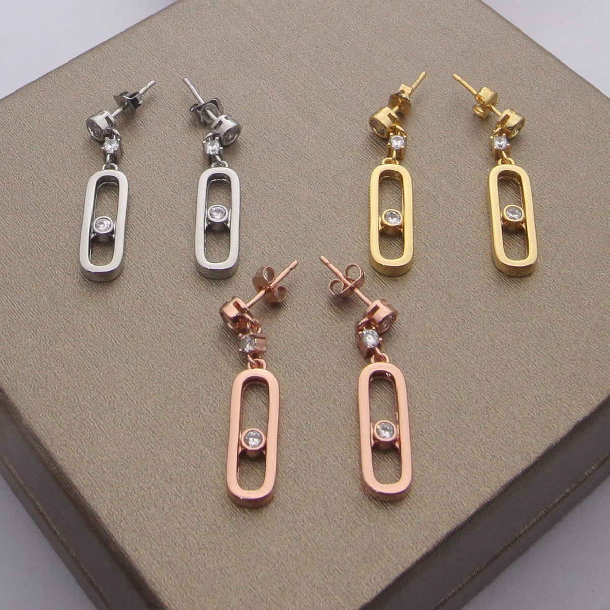 [lume Jewelry] Move Uno Drop Earrings, Movable Stone