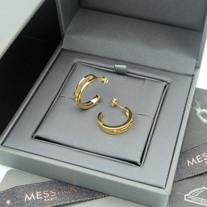 [lume Jewelry] Move Double Hoop Earrings, 3 Movable Stones