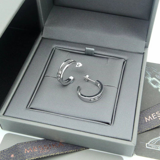 [lume Jewelry] Move Double Hoop Earrings, 3 Movable Stones