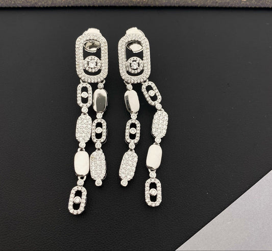 [lume Jewelry] Move Link Long Tassel Earrings, Movable Stones