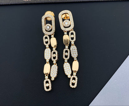 [lume Jewelry] Move Link Long Tassel Earrings, Movable Stones