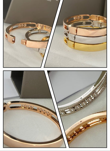 [lume Jewelry]Move Classique 7‑Moving‑Diamond Bangle, Double‑Row Pavé Setting
