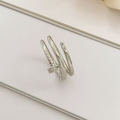 ¡®lume Jewelry¡¯Juste un Clou Double‑Loop Diamond‑Set Ring