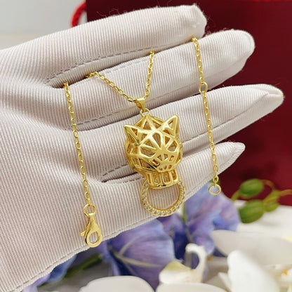¡®lume Jewelry¡¯Openwork Panther‑Head Doorknocker Necklace