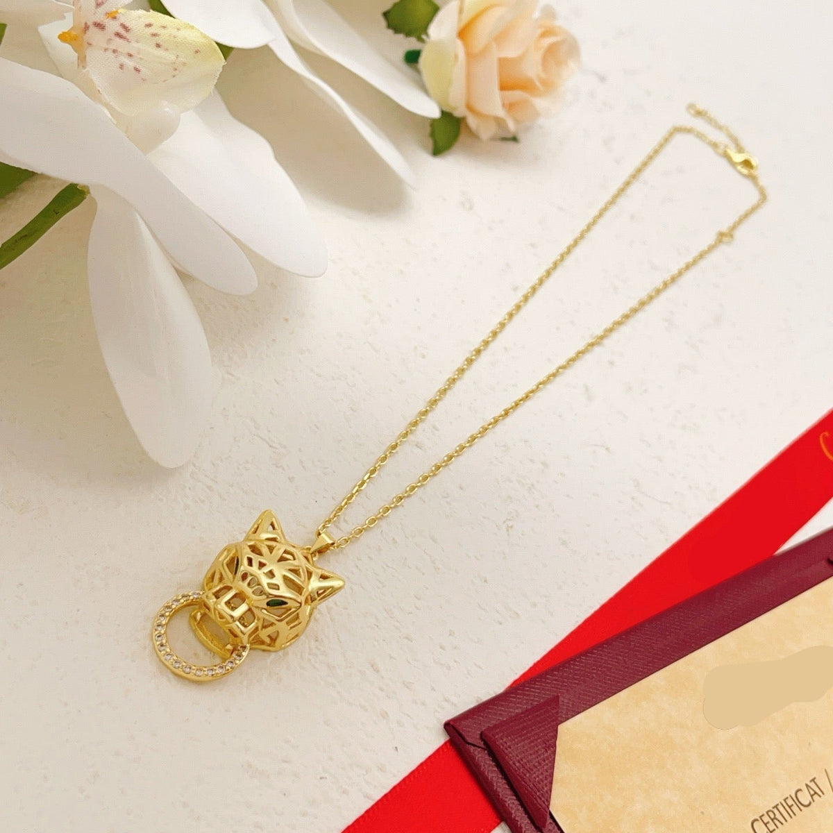 ¡®lume Jewelry¡¯Openwork Panther‑Head Doorknocker Necklace