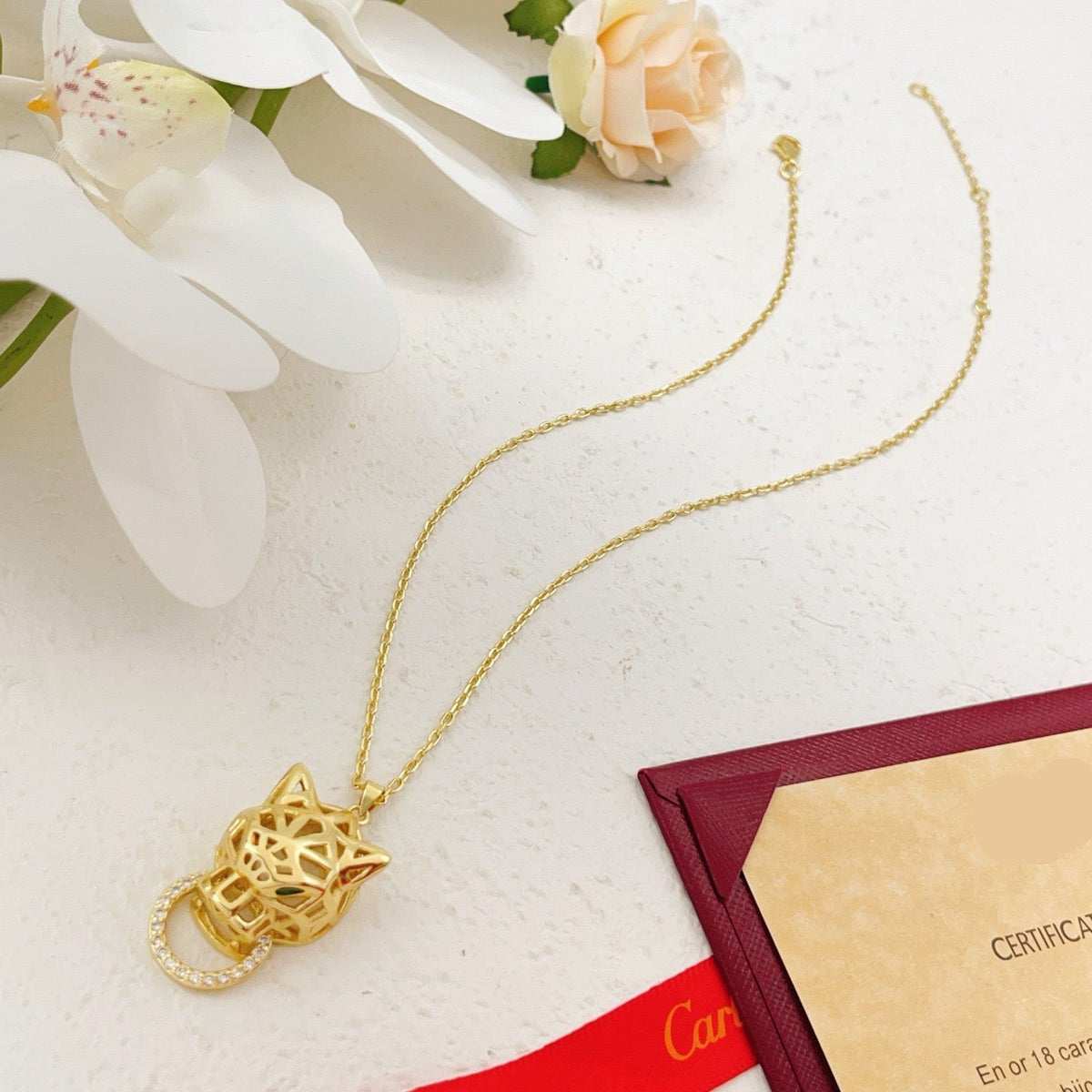 ¡®lume Jewelry¡¯Openwork Panther‑Head Doorknocker Necklace