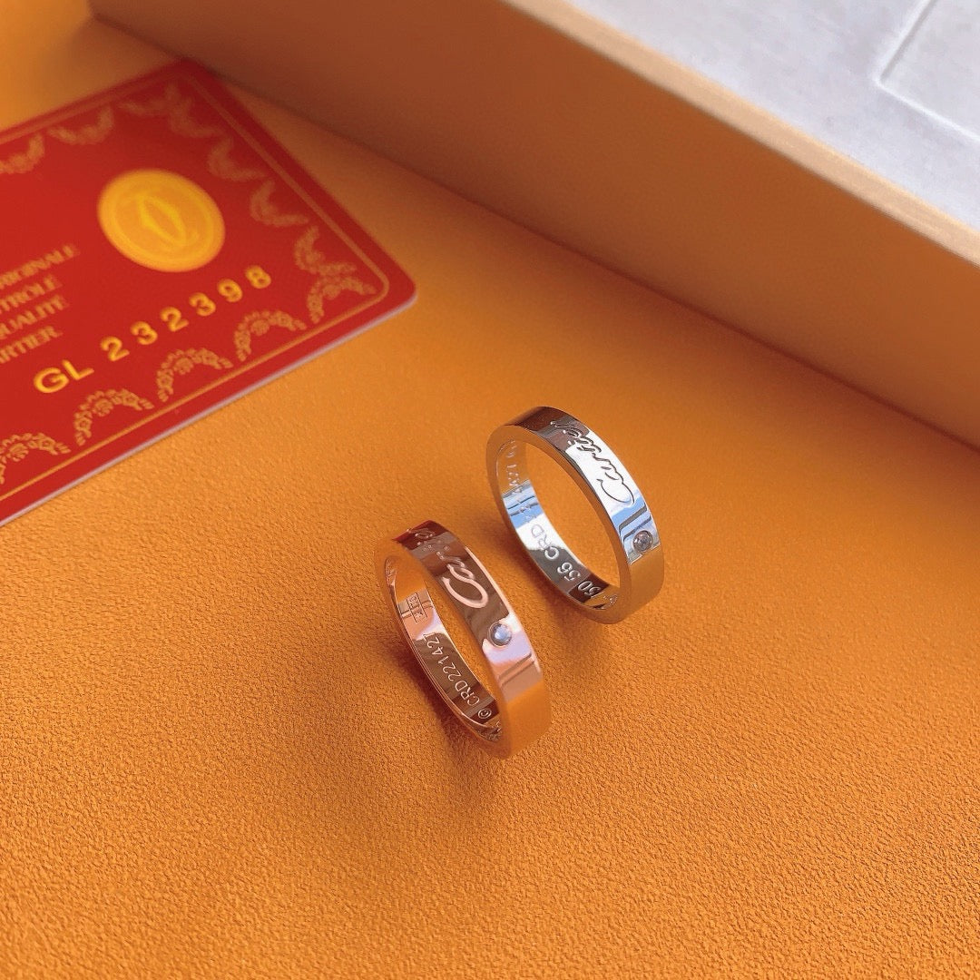 ¡®lume Jewelry¡¯Signature Single‑Diamond Couple Band Rings