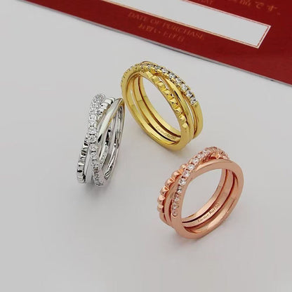 ¡®lume Jewelry¡¯Interlocking Three‑Band Half‑Diamond Ring