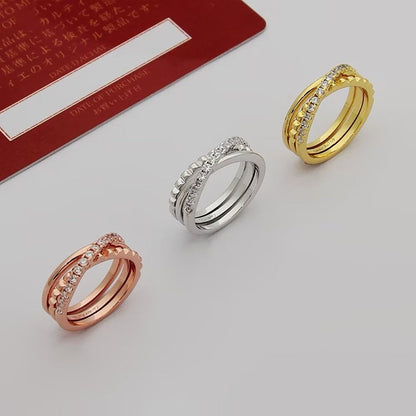 ¡®lume Jewelry¡¯Interlocking Three‑Band Half‑Diamond Ring