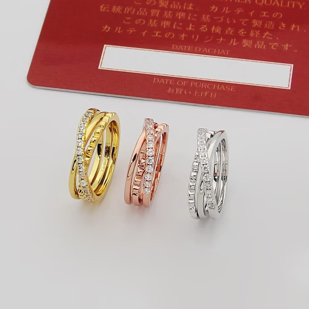 ¡®lume Jewelry¡¯Interlocking Three‑Band Half‑Diamond Ring