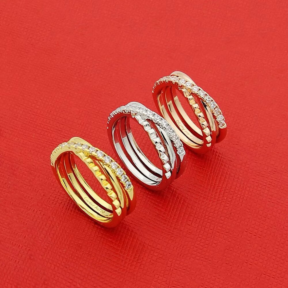 ¡®lume Jewelry¡¯Interlocking Three‑Band Half‑Diamond Ring