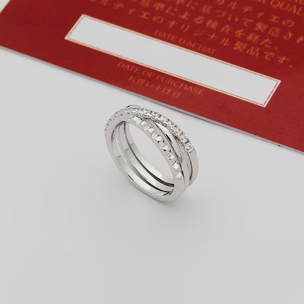 ¡®lume Jewelry¡¯Interlocking Three‑Band Half‑Diamond Ring