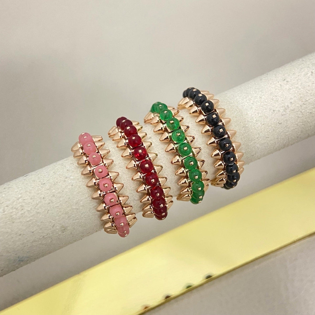 [lume Jewelry]CLASH ELEGANT ROSE GOLD RING FEATURING NATURAL AGATE