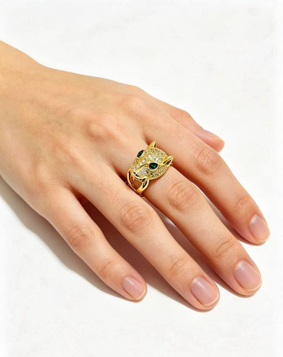 ¡®lume Jewelry¡¯  Single Panther‑Head Full‑Pavé Diamond Ring