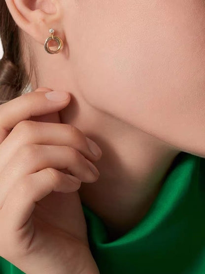 ¡®lume Jewelry¡¯Interlocking Three‑Band Diamond Drop Earrings