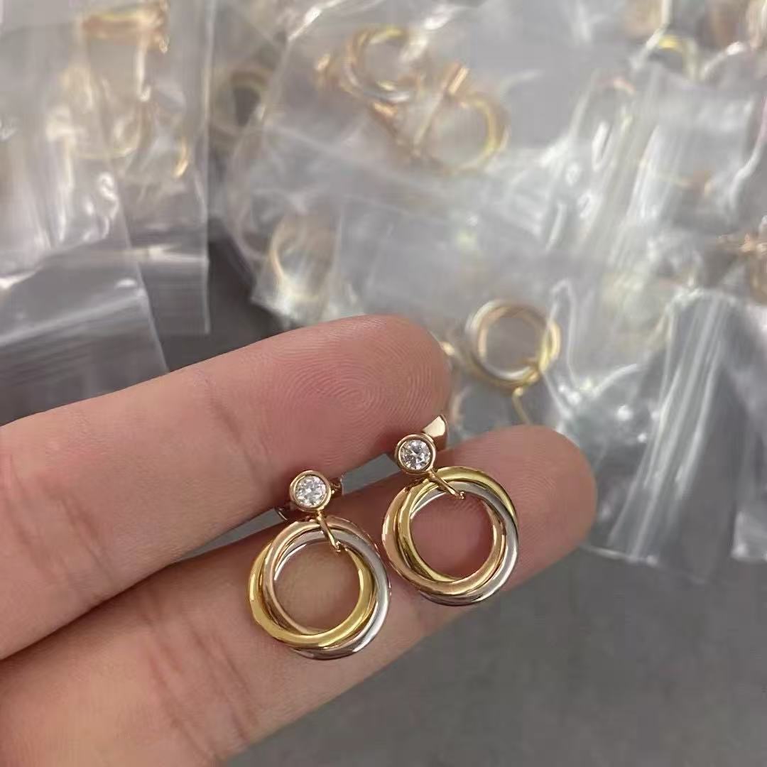 ¡®lume Jewelry¡¯Interlocking Three‑Band Diamond Drop Earrings