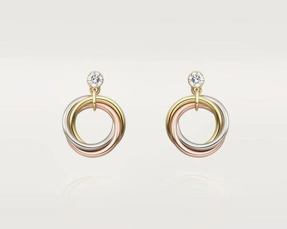 ¡®lume Jewelry¡¯Interlocking Three‑Band Diamond Drop Earrings