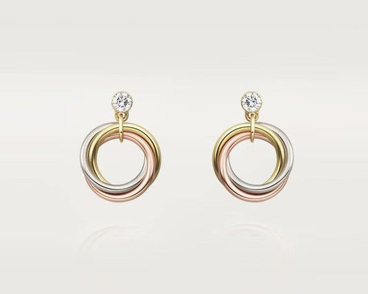 ¡®lume Jewelry¡¯Interlocking Three‑Band Diamond Drop Earrings