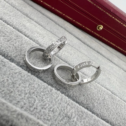 ¡®lume Jewelry¡¯LOVE‑Collection Screw‑Motif Half‑Pavé Double‑Hoop Earrings